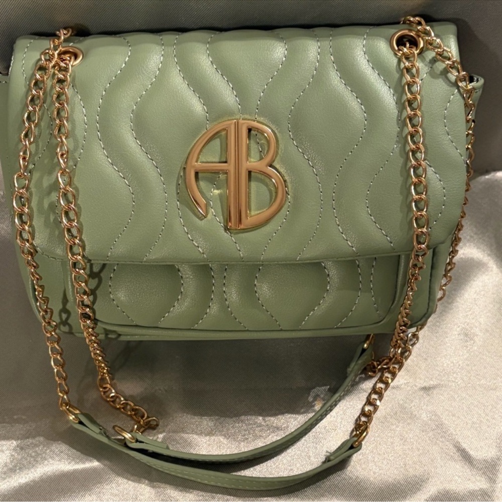 Unbranded Sage Green Quilted Chain Shoulder Bag | Gold Hardware Y2K Aesthetic